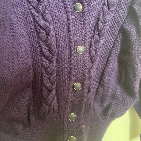 Purple Wool Knit Women's Cardigan - Picture 3 of 8